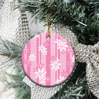 Hawaii Kakau Tribal Ceramic Ornament With Pink Tiare LT05 - Polynesian Pride