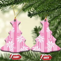 Hawaii Kakau Tribal Ceramic Ornament With Pink Tiare LT05 Christmas Tree Pink - Polynesian Pride