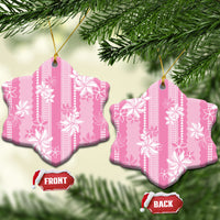Hawaii Kakau Tribal Ceramic Ornament With Pink Tiare LT05 Snow Flake Pink - Polynesian Pride