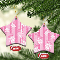 Hawaii Kakau Tribal Ceramic Ornament With Pink Tiare LT05 Star Pink - Polynesian Pride
