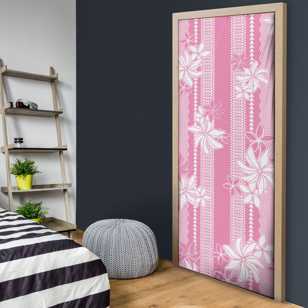 Hawaii Kakau Tribal Door Cover With Pink Tiare