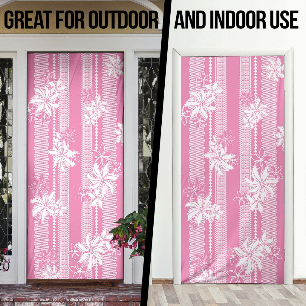 Hawaii Kakau Tribal Door Cover With Pink Tiare