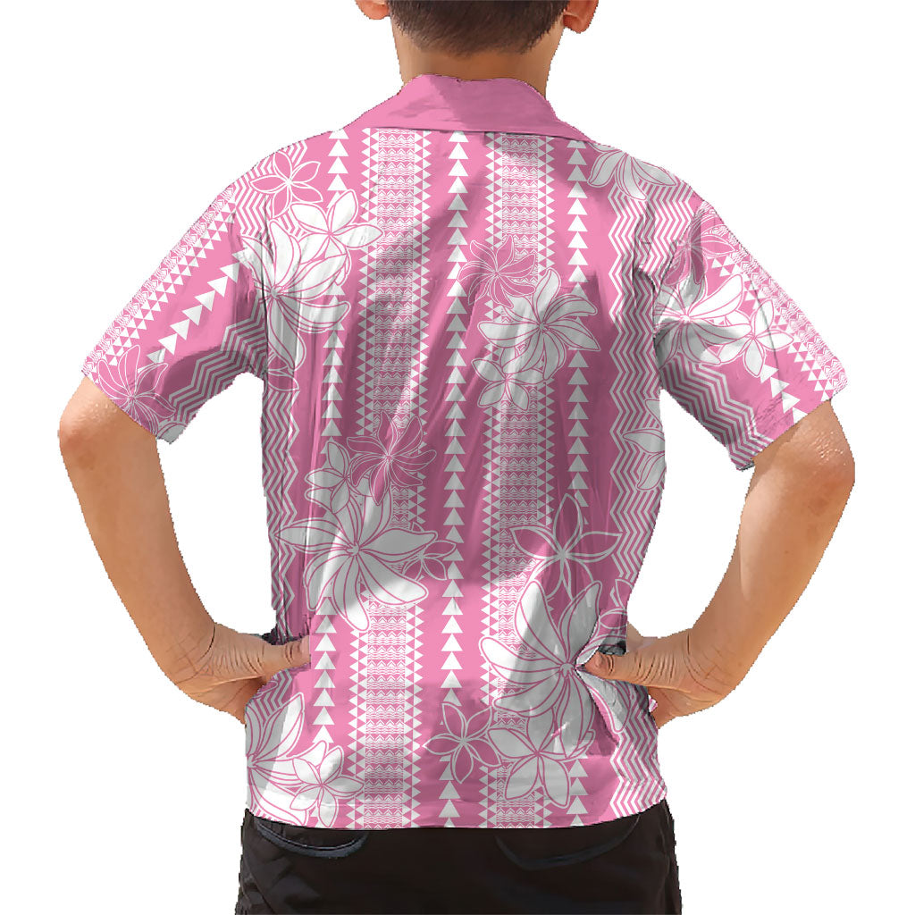 Hawaii Kakau Tribal Family Matching Puletasi and Hawaiian Shirt With Pink Tiare