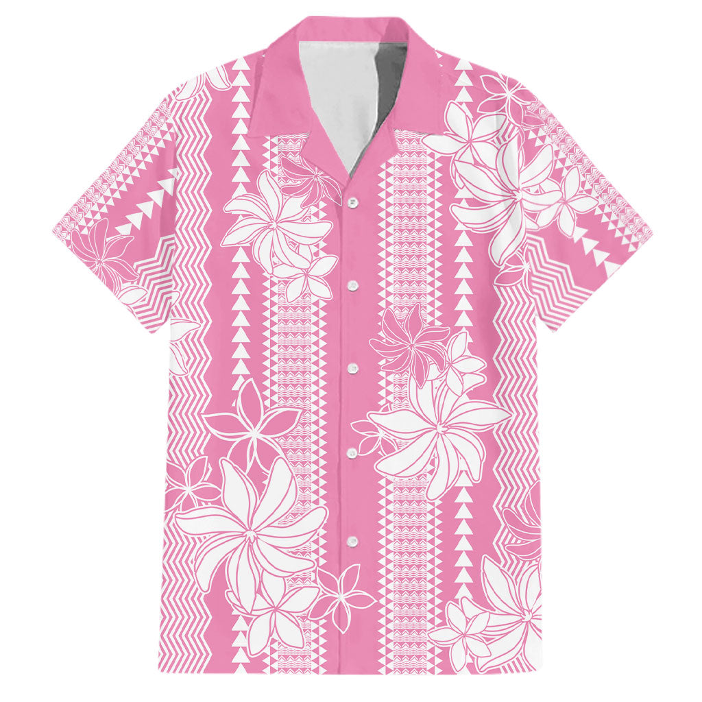 Hawaii Kakau Tribal Family Matching Summer Maxi Dress and Hawaiian Shirt With Pink Tiare