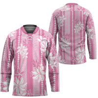 Hawaii Kakau Tribal Hockey Jersey With Pink Tiare