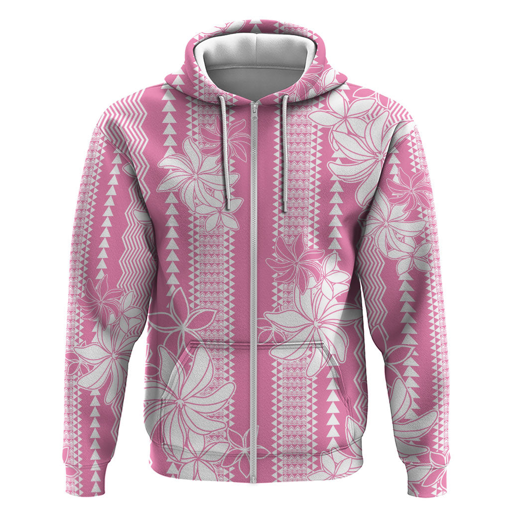 Hawaii Kakau Tribal Hoodie With Pink Tiare