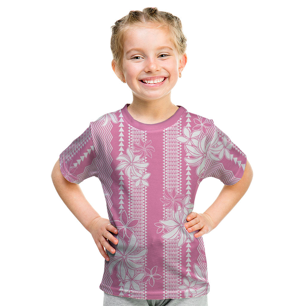 Hawaii Kakau Tribal Kid T Shirt With Pink Tiare
