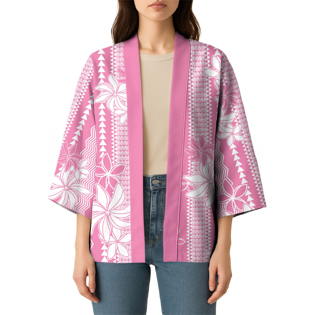 Hawaii Kakau Tribal Kimono With Pink Tiare