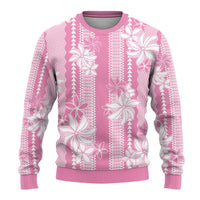 Hawaii Kakau Tribal Ugly Christmas Sweater With Pink Tiare LT05 - Polynesian Pride