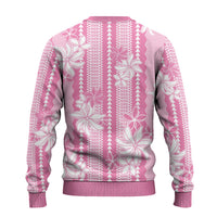 Hawaii Kakau Tribal Ugly Christmas Sweater With Pink Tiare LT05 - Polynesian Pride