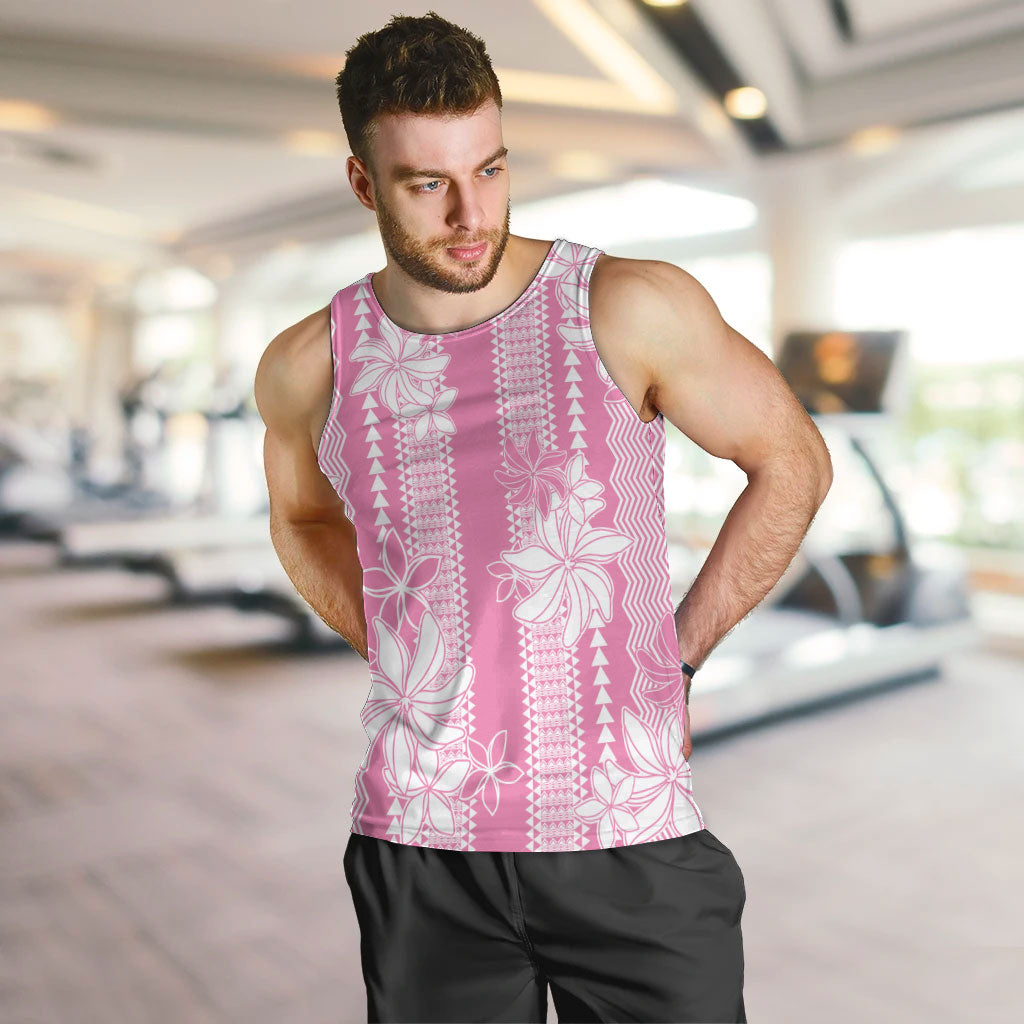 Hawaii Kakau Tribal Men Tank Top With Pink Tiare