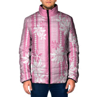 Hawaii Kakau Tribal Padded Jacket With Pink Tiare