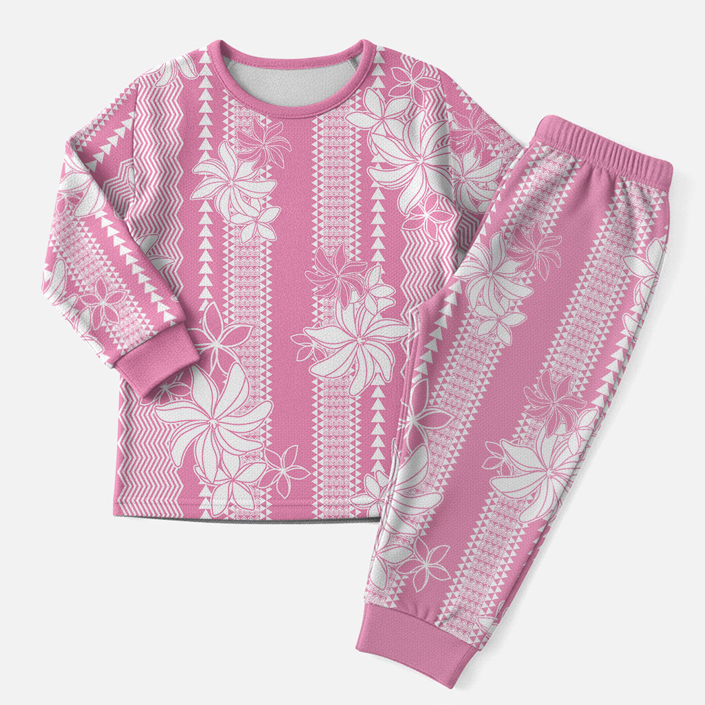 Hawaii Kakau Tribal Christmas Pajama Set With Pink Tiare LT05 Men Pink - Polynesian Pride