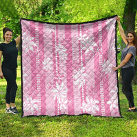 Hawaii Kakau Tribal Quilt With Pink Tiare