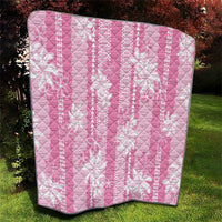 Hawaii Kakau Tribal Quilt With Pink Tiare