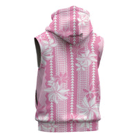Hawaii Kakau Tribal Sleeveless Zip Hoodie With Pink Tiare
