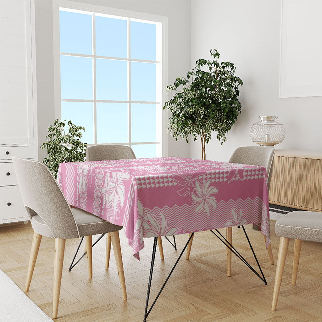Hawaii Kakau Tribal Tablecloth With Pink Tiare