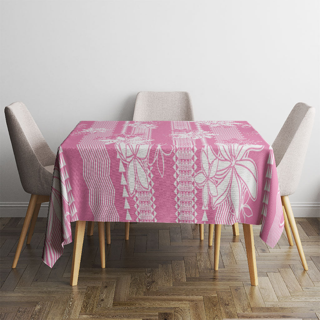 Hawaii Kakau Tribal Tablecloth With Pink Tiare
