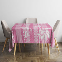 Hawaii Kakau Tribal Tablecloth With Pink Tiare
