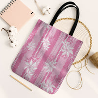 Hawaii Kakau Tribal Tote Bag With Pink Tiare