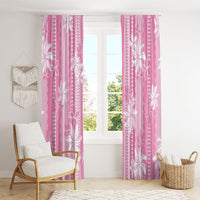 Hawaii Kakau Tribal Window Curtain With Pink Tiare