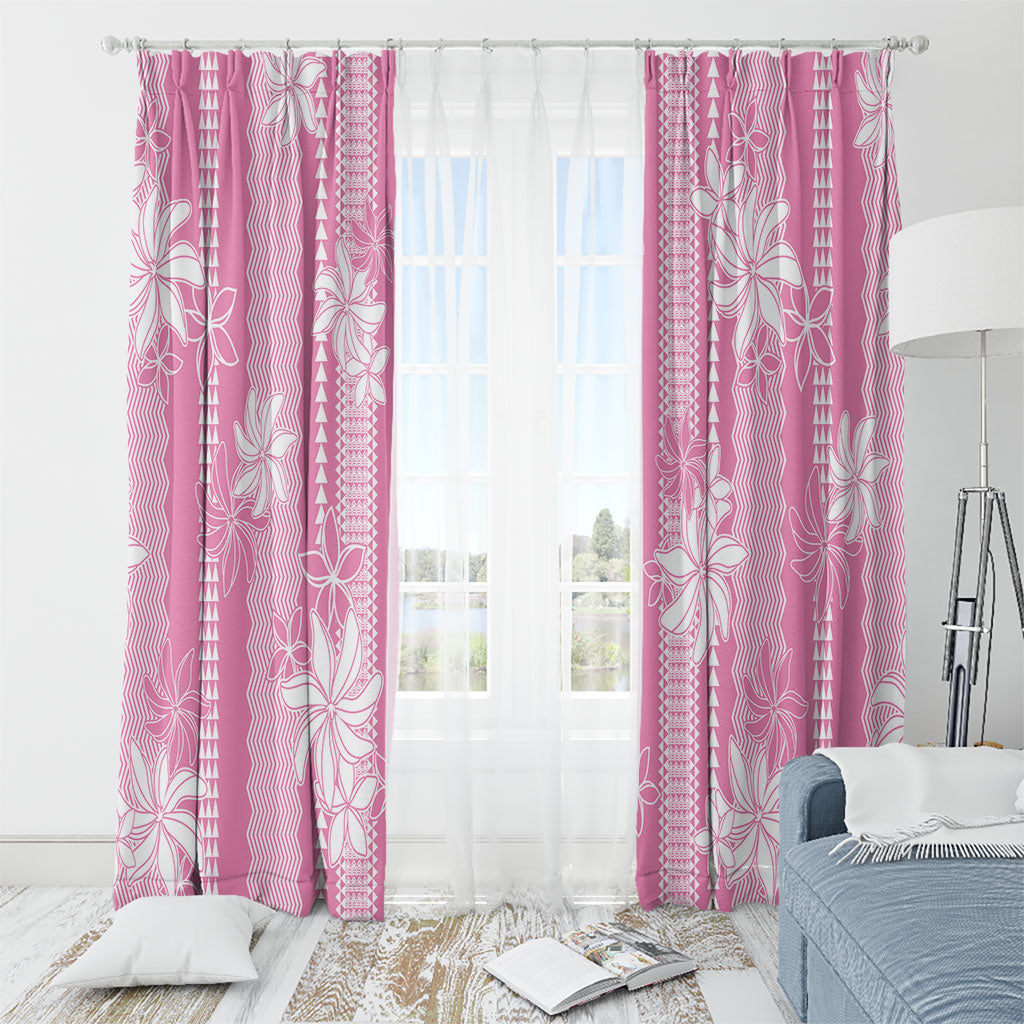 Hawaii Kakau Tribal Window Curtain With Pink Tiare