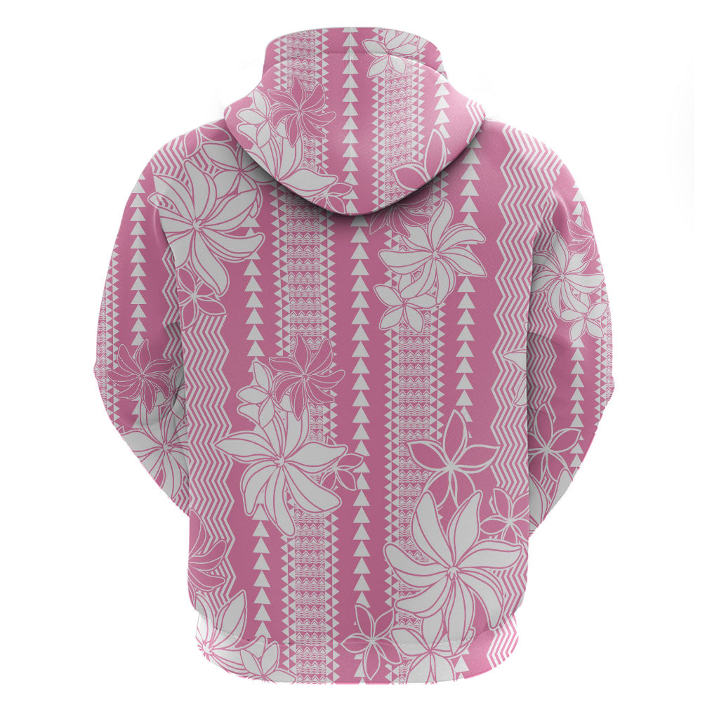 Hawaii Kakau Tribal Zip Hoodie With Pink Tiare