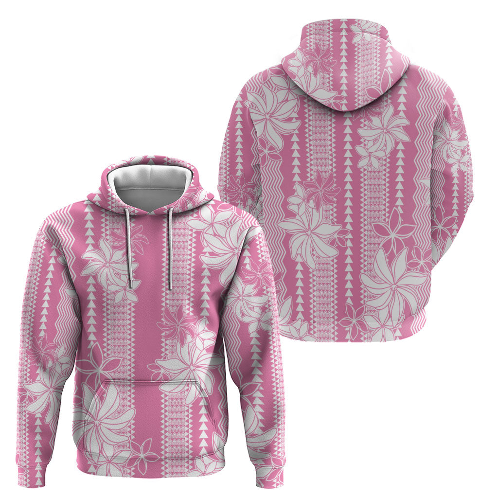 Hawaii Kakau Tribal Zip Hoodie With Pink Tiare