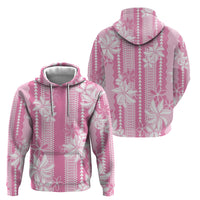 Hawaii Kakau Tribal Zip Hoodie With Pink Tiare
