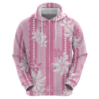 Hawaii Kakau Tribal Zip Hoodie With Pink Tiare