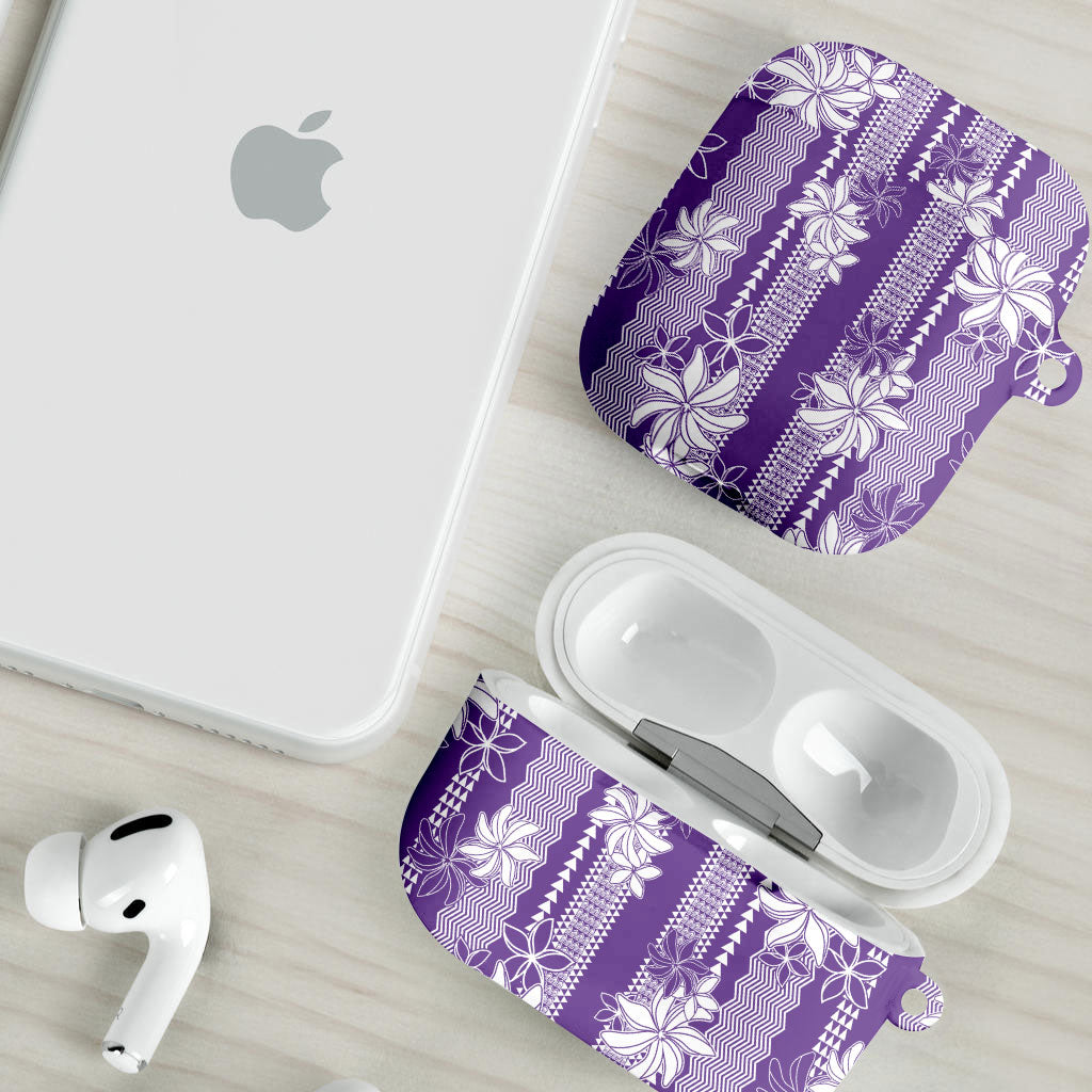 Hawaii Kakau Tribal AirPods Case With Purple Tiare