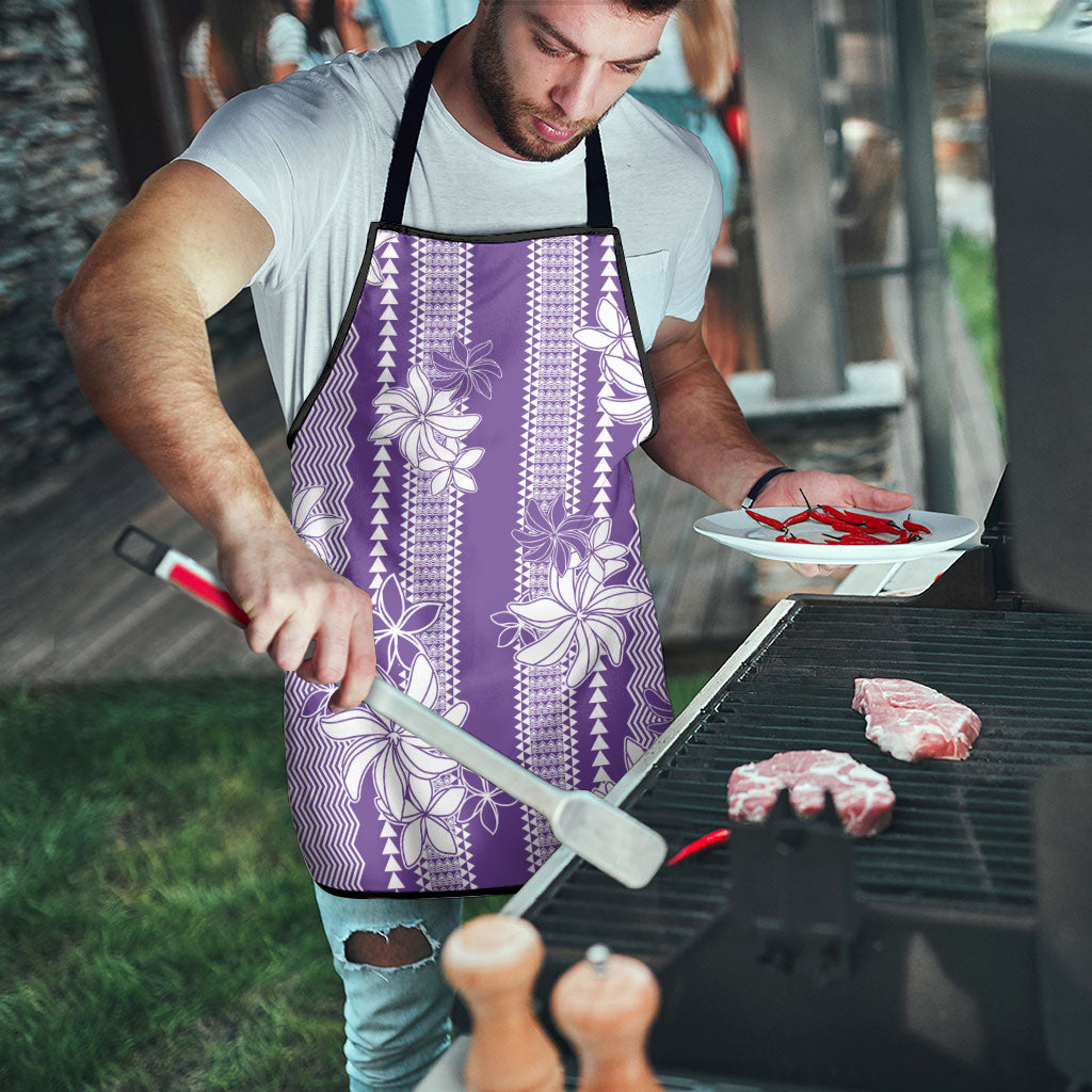 Hawaii Kakau Tribal Apron With Purple Tiare