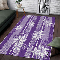 Hawaii Kakau Tribal Area Rug With Purple Tiare