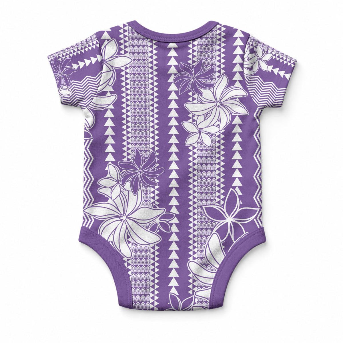 Hawaii Kakau Tribal Baby Onesie With Purple Tiare LT05 - Polynesian Pride