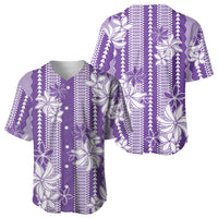 Hawaii Kakau Tribal Baseball Jersey With Purple Tiare