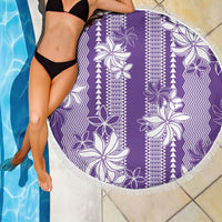 Hawaii Kakau Tribal Beach Blanket With Purple Tiare