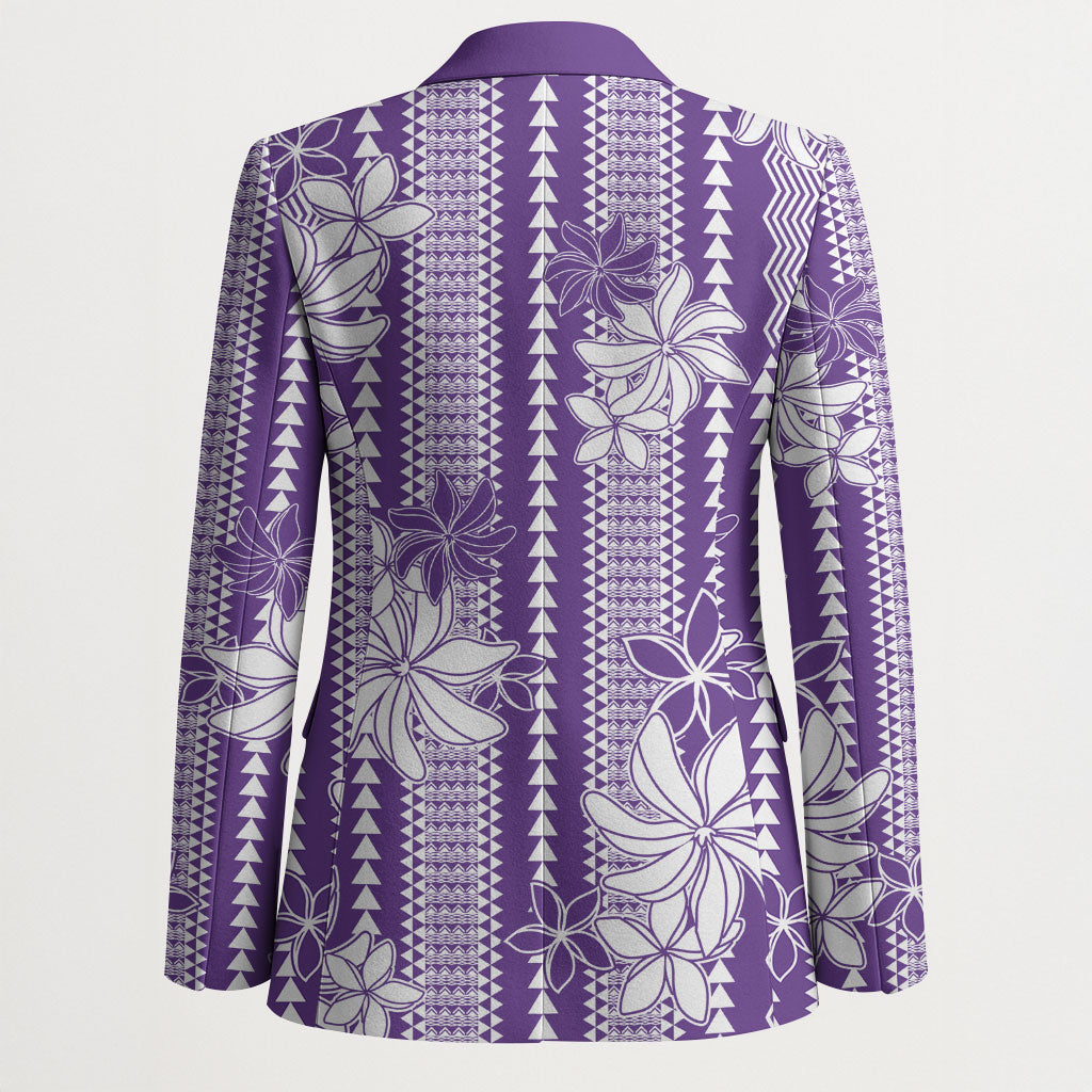 Hawaii Kakau Tribal Blazer With Purple Tiare