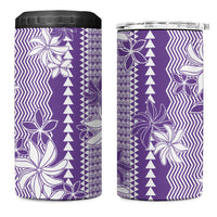 Hawaii Kakau Tribal 4 in 1 Can Cooler Tumbler With Purple Tiare