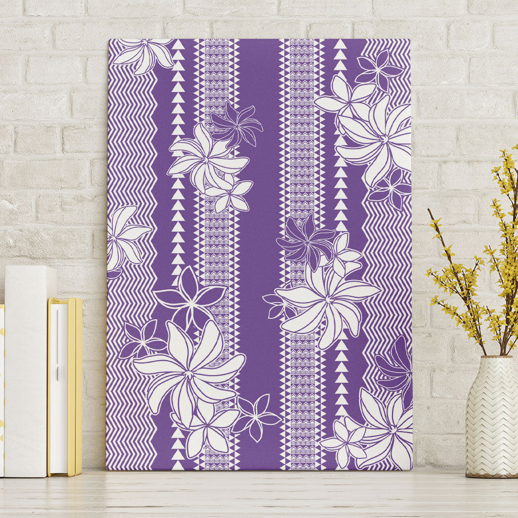 Hawaii Kakau Tribal Canvas Wall Art With Purple Tiare