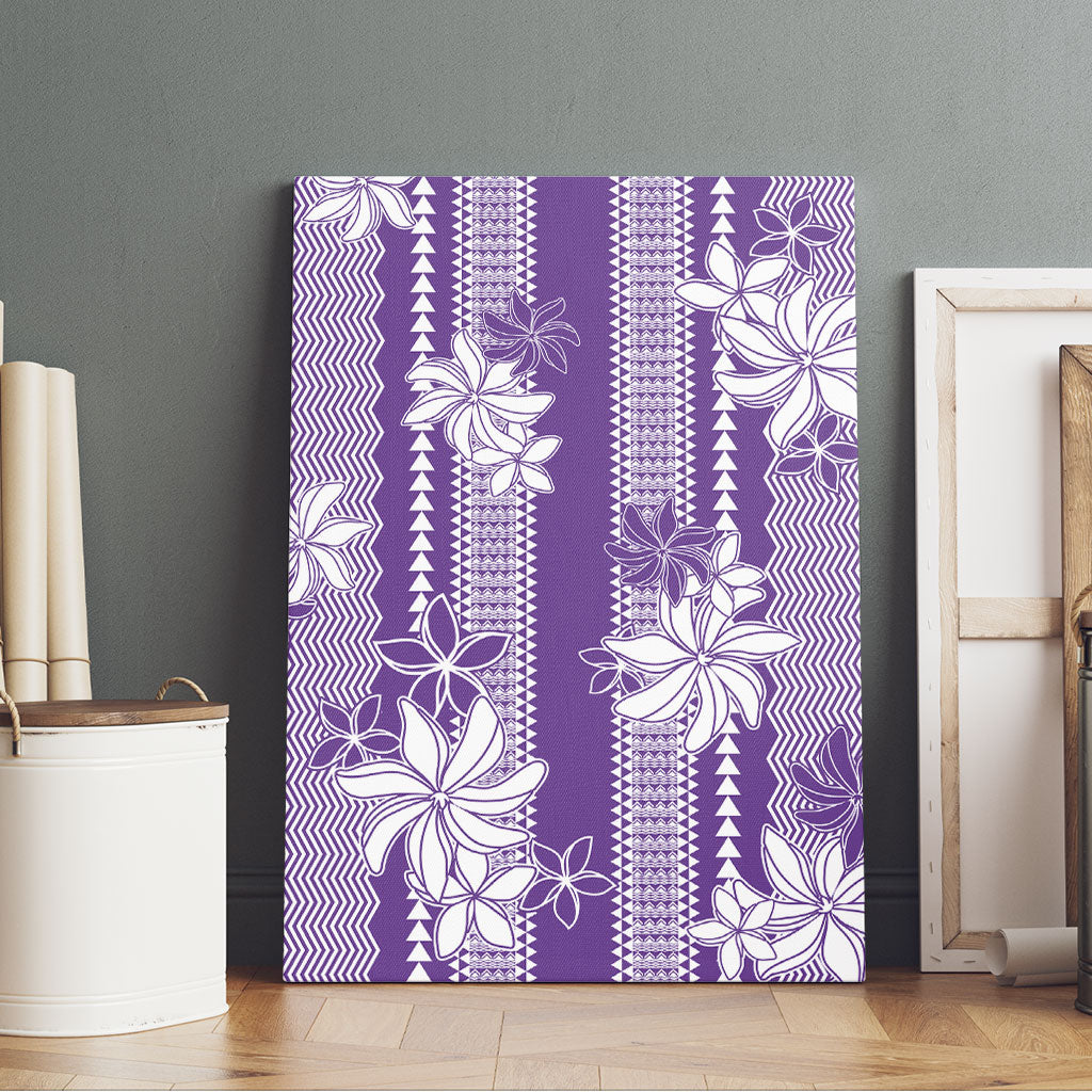 Hawaii Kakau Tribal Canvas Wall Art With Purple Tiare
