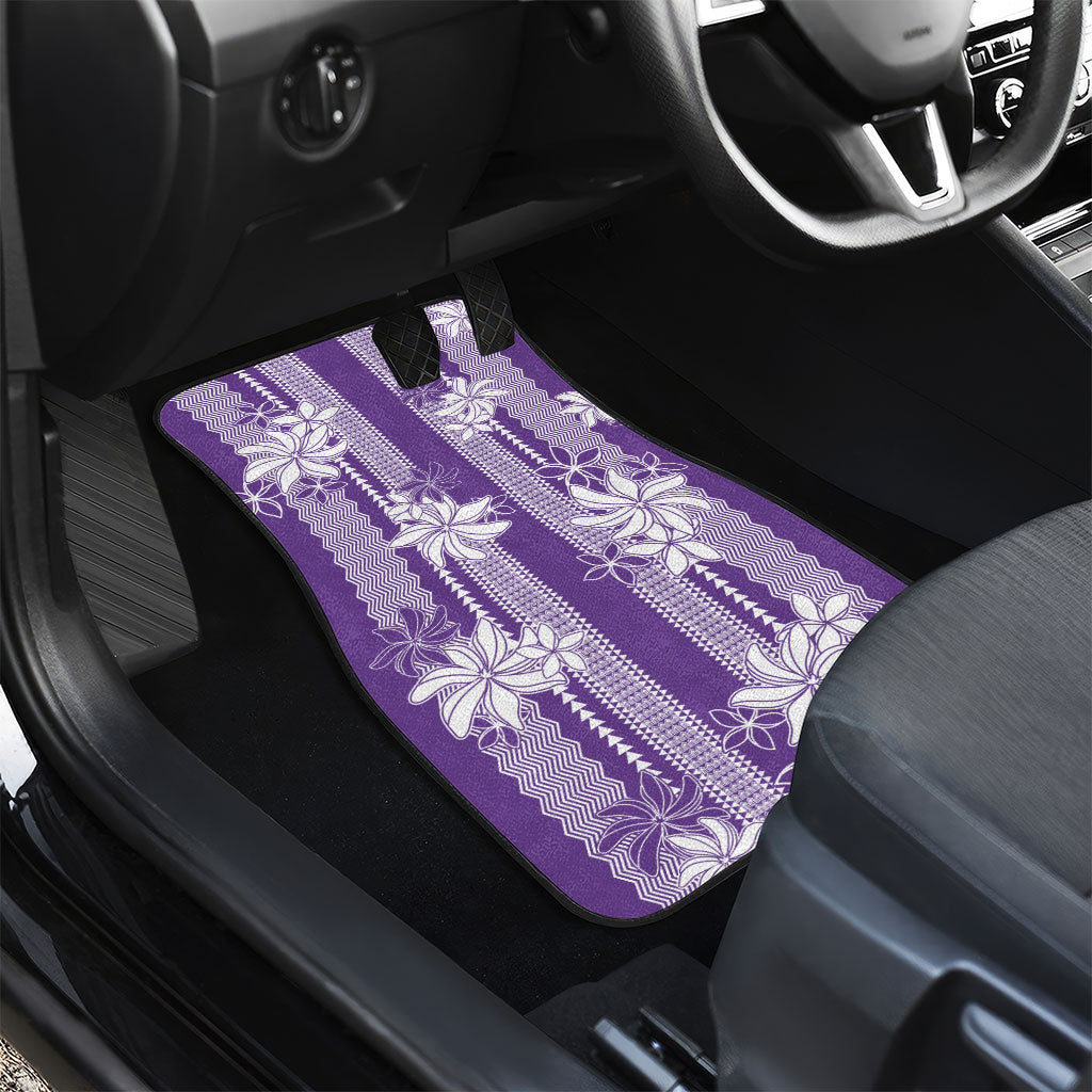 Hawaii Kakau Tribal Car Mats With Purple Tiare
