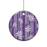 Hawaii Kakau Tribal Ceramic Ornament With Purple Tiare LT05 - Polynesian Pride
