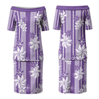 Hawaii Kakau Tribal Couples Matching Puletasi and Hawaiian Shirt With Purple Tiare LT05 - Polynesian Pride