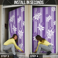 Hawaii Kakau Tribal Door Cover With Purple Tiare