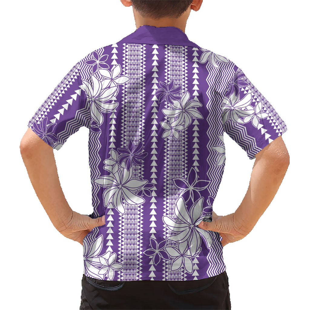 Hawaii Kakau Tribal Family Matching Mermaid Dress and Hawaiian Shirt With Purple Tiare