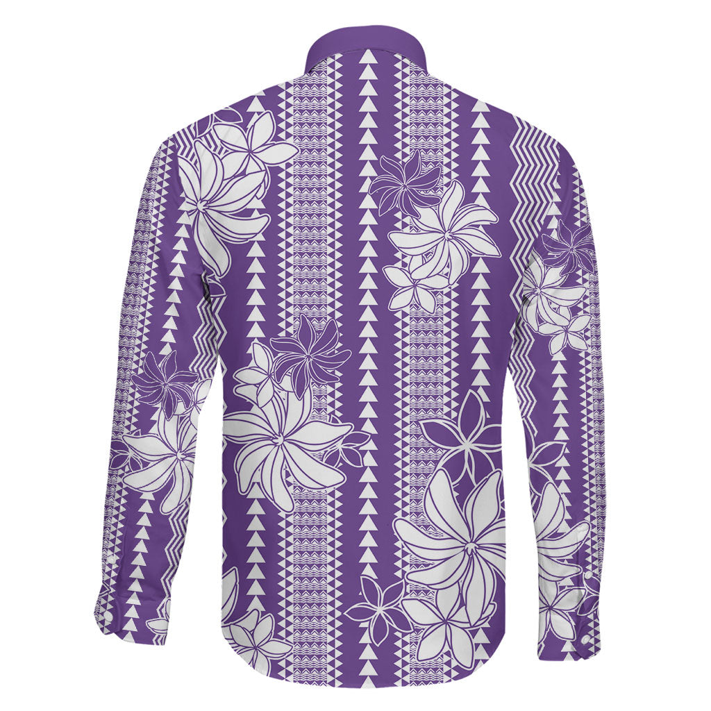 Hawaii Kakau Tribal Family Matching Mermaid Dress and Hawaiian Shirt With Purple Tiare
