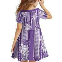 Hawaii Kakau Tribal Family Matching Summer Maxi Dress and Hawaiian Shirt With Purple Tiare