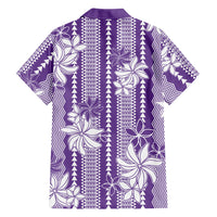 Hawaii Kakau Tribal Family Matching Tank Maxi Dress and Hawaiian Shirt With Purple Tiare