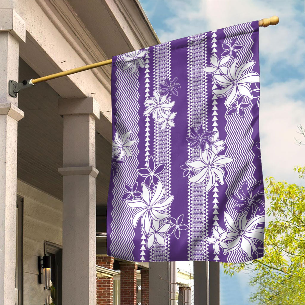 Hawaii Kakau Tribal Garden Flag With Purple Tiare