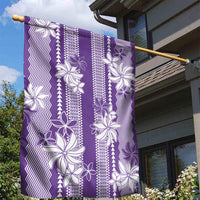 Hawaii Kakau Tribal Garden Flag With Purple Tiare